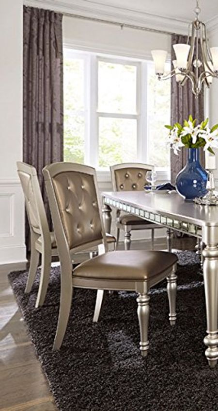 Homelegance Orsina Dining Chairs Luxurious Design with Crystal Button Tufting, Set of 2, Pearl