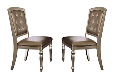 Homelegance Orsina Dining Chairs Luxurious Design with Crystal Button Tufting, Set of 2, Pearl