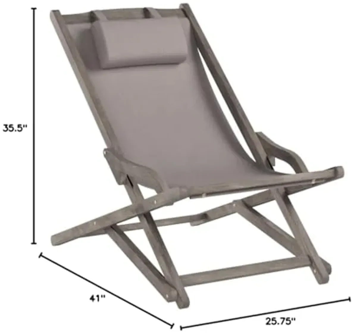 Christopher Knight Home Nikki Outdoor Wood and Canvas Sling Chairs, 2-Pcs Set, Grey