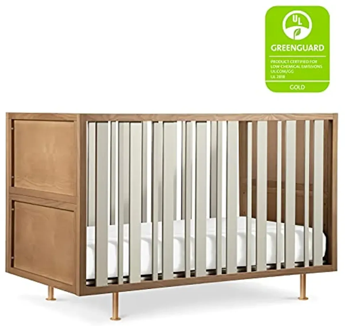 Nursery Works Novella 3-in-1 Convertible Crib in Stained Ash and Ivory, Greenguard Gold and CertiPUR-US Certified