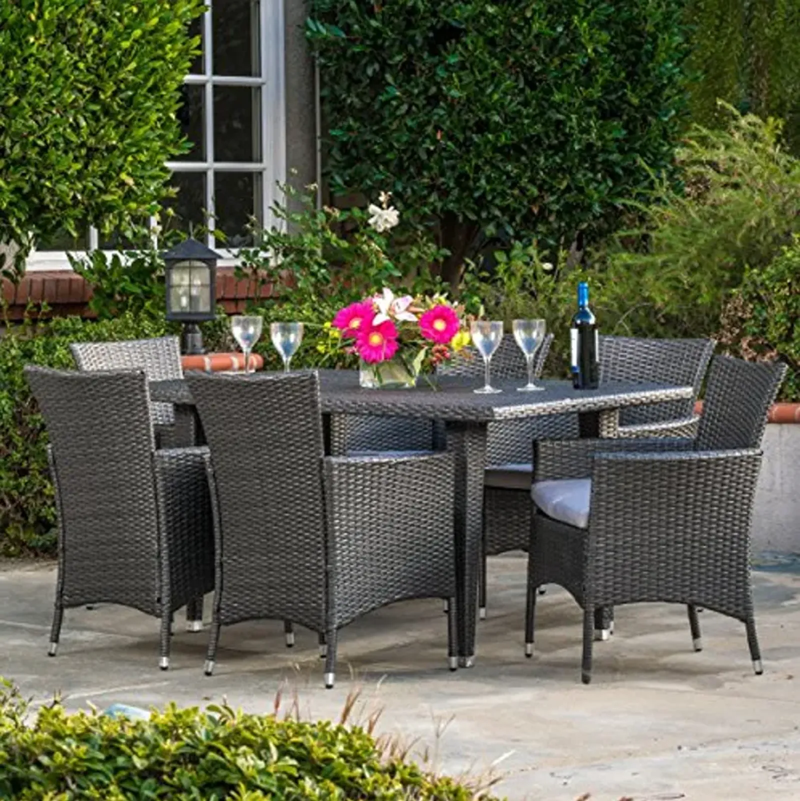 Christopher Knight Home Malta Outdoor Dining Set, 7-Pcs Set, Grey