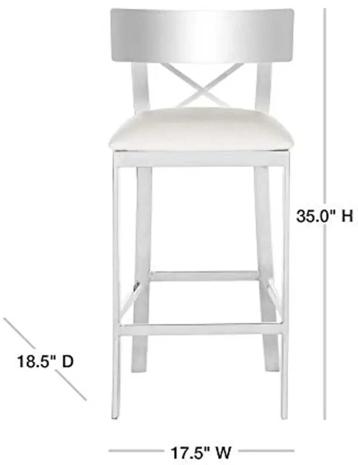 Safavieh American Homes Collection Zoey White Stainless Steel Cross Back 35-inch Counter Stool