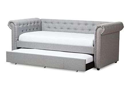 Baxton Studio Mabelle Fabric Daybed with Trundle in Gray