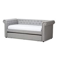 Baxton Studio Mabelle Fabric Daybed with Trundle in Gray