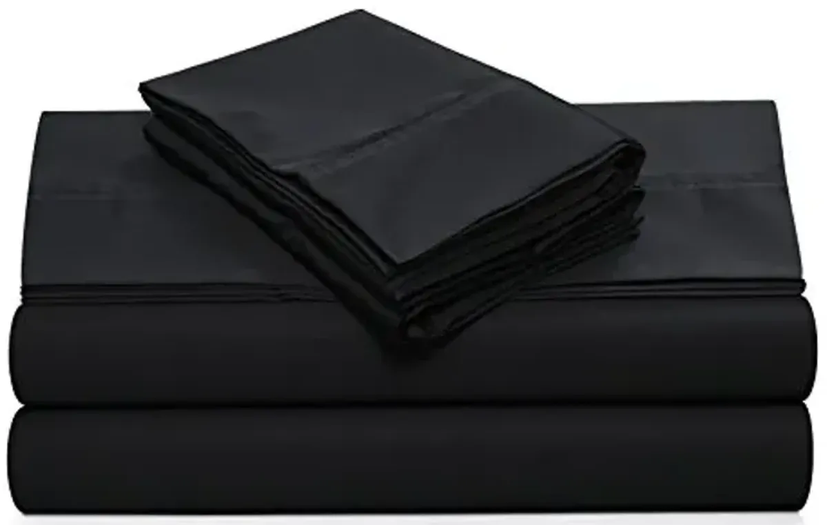 Tribeca Living 360SADPSSKIBL 360 Thread Count Cotton Deep Pocket Sheet Set, King, Black