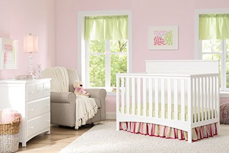 Delta Children Fancy 4-in-1 Crib, Bianca (white) with Twinkle Stars Crib & Toddler Mattress