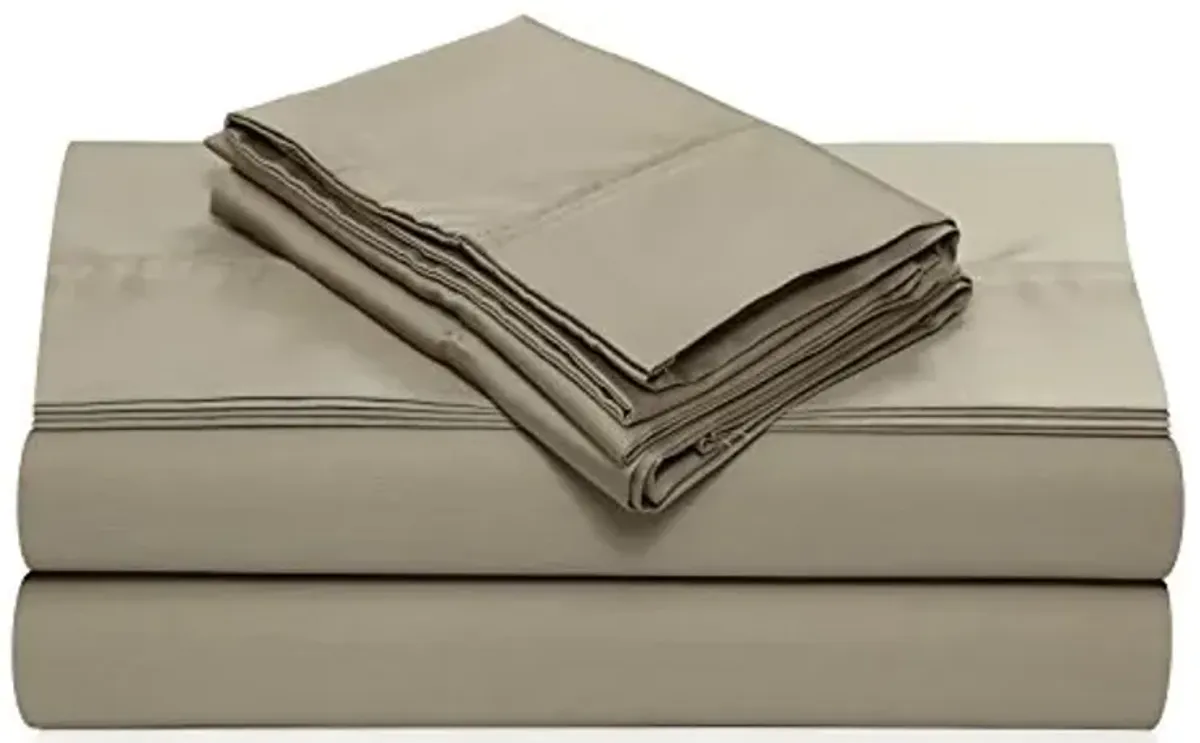 360 Thread Count Cotton Sateen Extra Deep Pocket Solid Sheet Set Queen Taupe