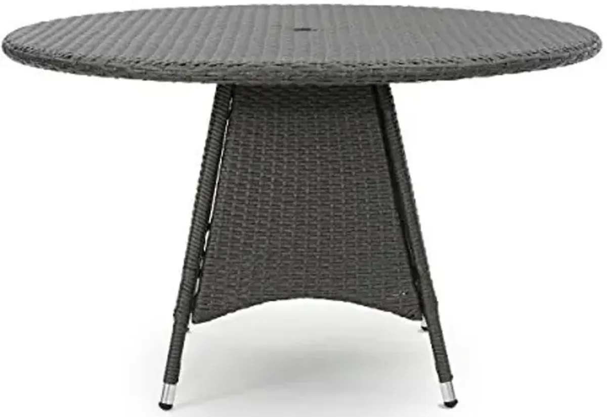 Christopher Knight Home Corsica Wicker Round Dining Table, Grey