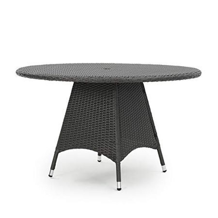 Christopher Knight Home Corsica Wicker Round Dining Table, Grey