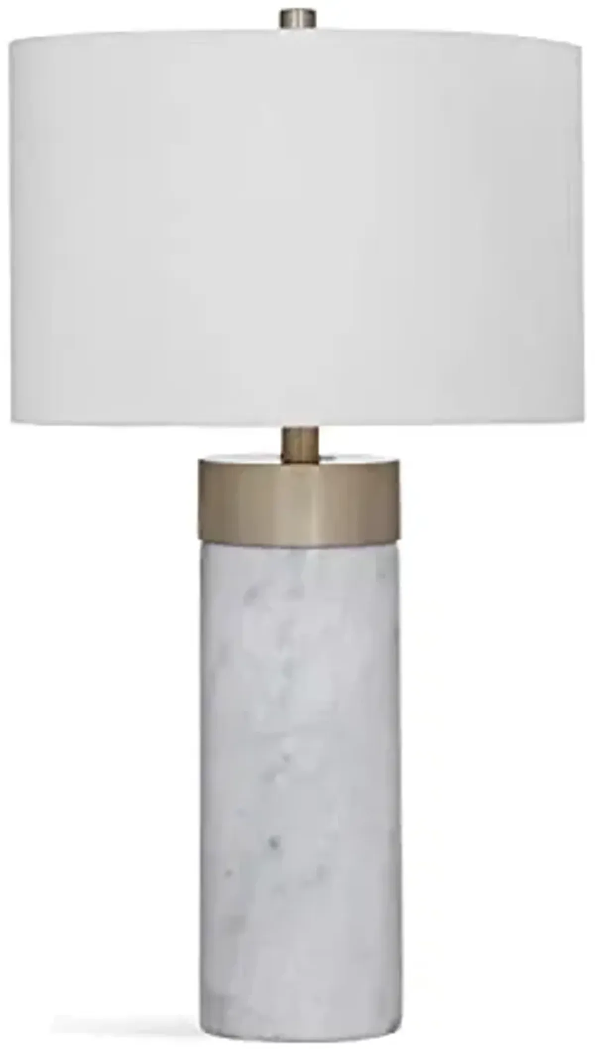 Bassett Mirror Stone Jocelyn Table Lamp, White Marble/Ant Brass