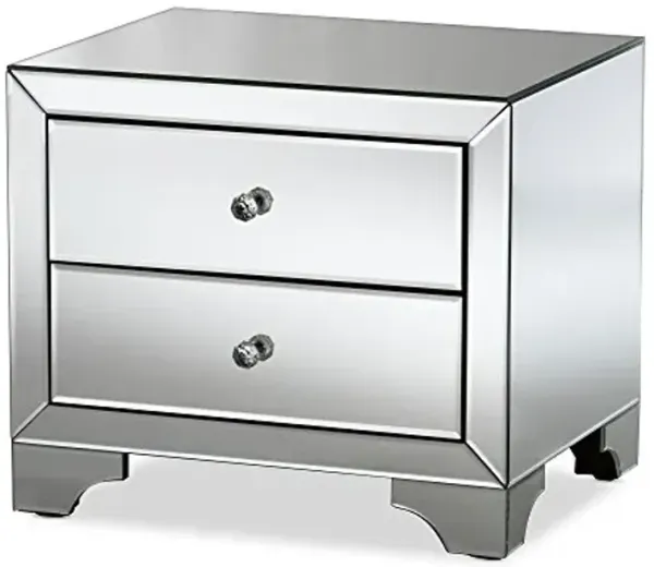 Baxton Studio Farrah Hollywood Regency Glamour Style Mirrored 2-Drawer End Table
