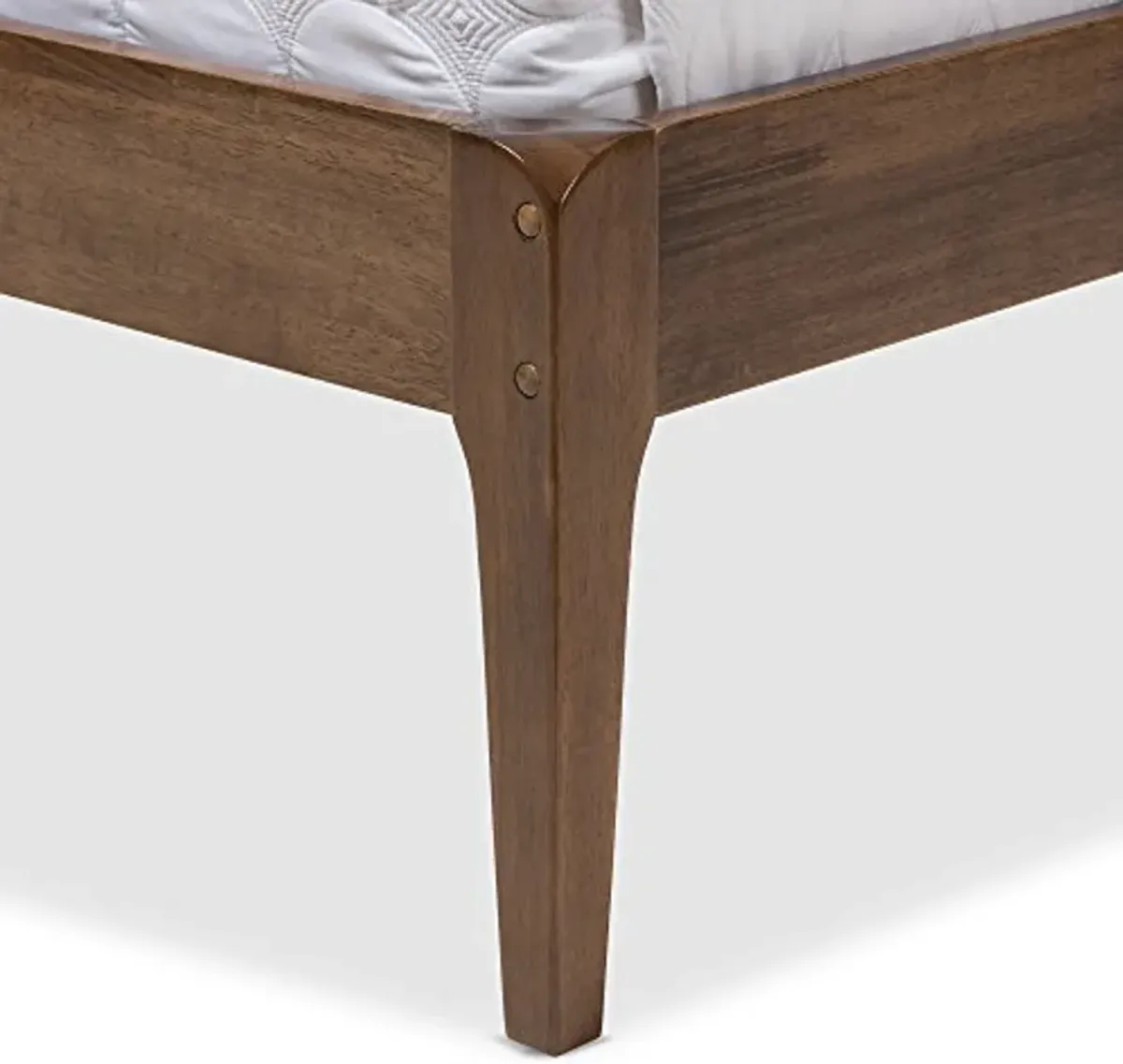 Baxton Studio Bella Mid-Century Wood Platform Bed, King, Dark Grey/Medium Walnut Brown