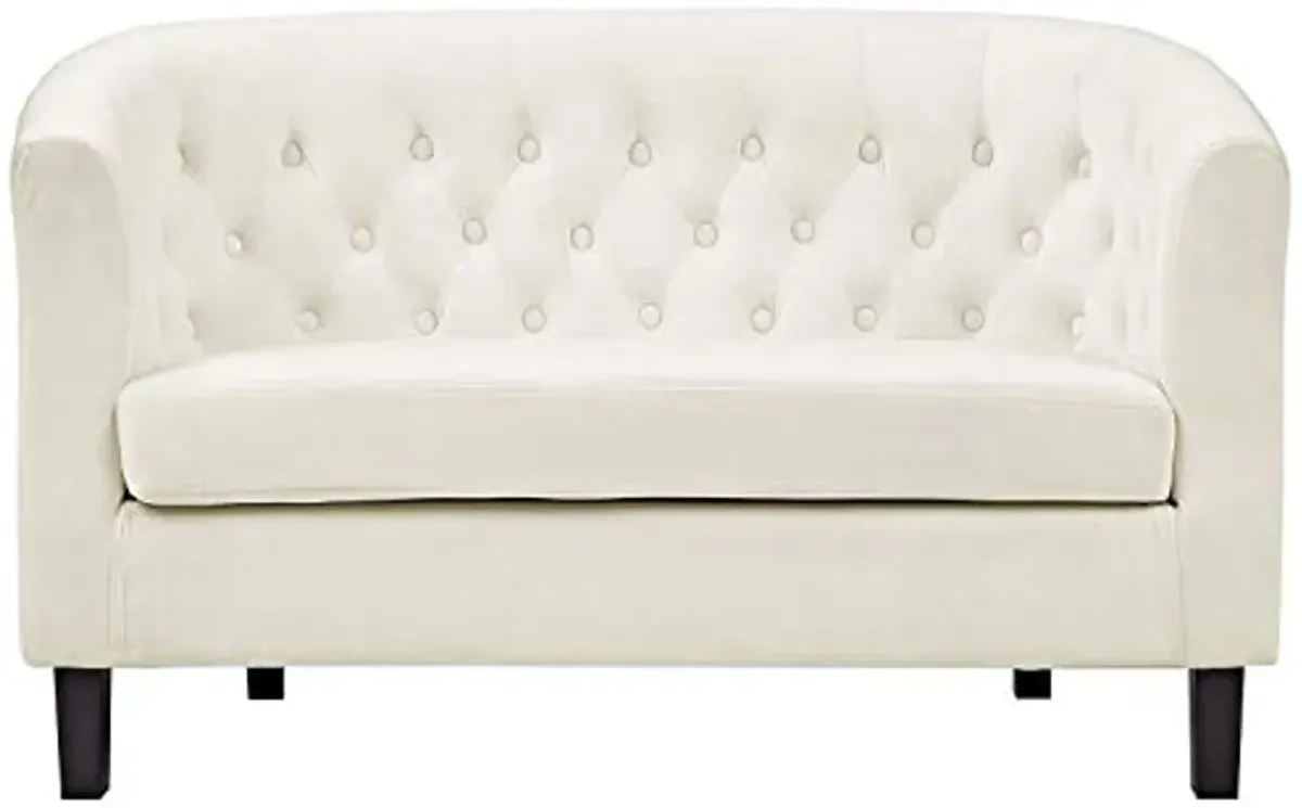 Modway Prospect Velvet Upholstered Contemporary Modern Loveseat In Ivory