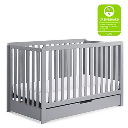 Carter's by DaVinci Colby 4-in-1 Convertible Crib with Trundle Drawer in Grey, Greenguard Gold Certified, Undercrib Storage