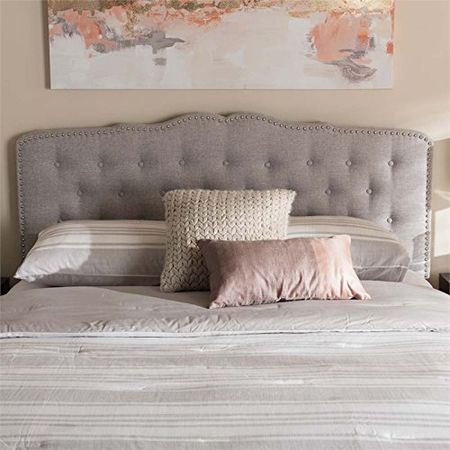 Baxton Studio Lucy Modern and Contemporary Greyish Beige Fabric Queen Size Headboard