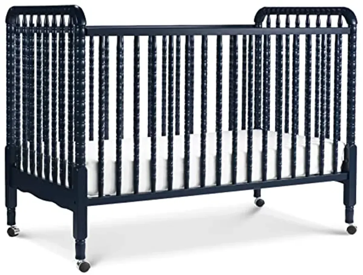 DaVinci Jenny Lind 3-in-1 Convertible Crib in Navy, Removable Wheels, Greenguard Gold Certified