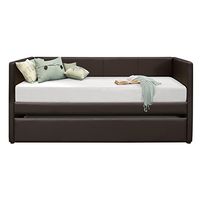 Homelegance Adra PU Leather Upholstered Daybed with Trundle, Twin, Dark Brown