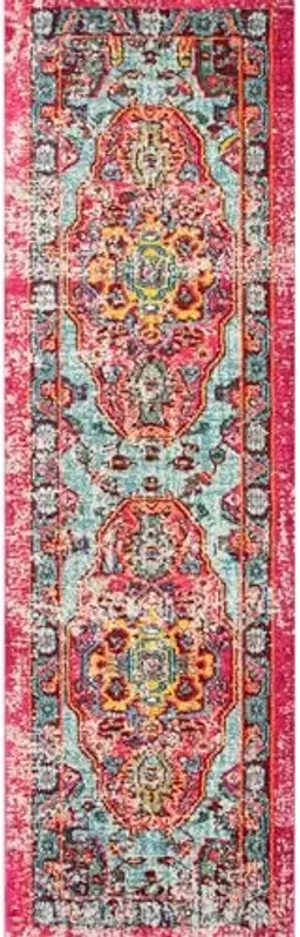 nuLOOM Waterfall Vintage Abstract Runner Rug, 2' 6" x 12', Multi Color, Rectangular, 0.45" Thick
