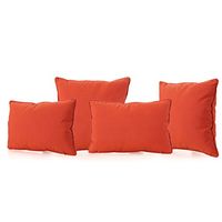 Christopher Knight Home Coronado Outdoor Water Resistant Pillows, 4-Pcs Set, Orange