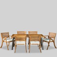 Christopher Knight Home Desoto Acacia Wood Patio Dining Set, 7-Pcs Set, Teak Finish With Rustic Metal