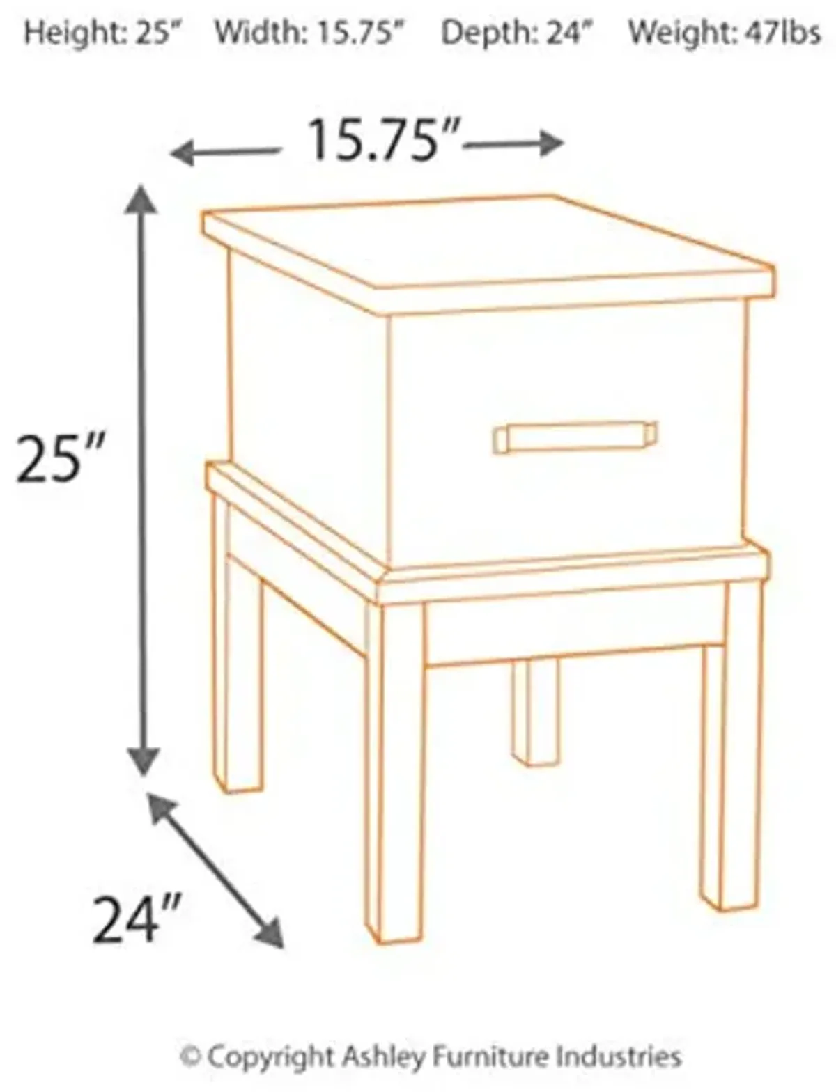 Signature Design by Ashley Stanah Rustic Chair Side End Table with 2 Outlets & 2 USB Charging Ports, Two-Tone Brown