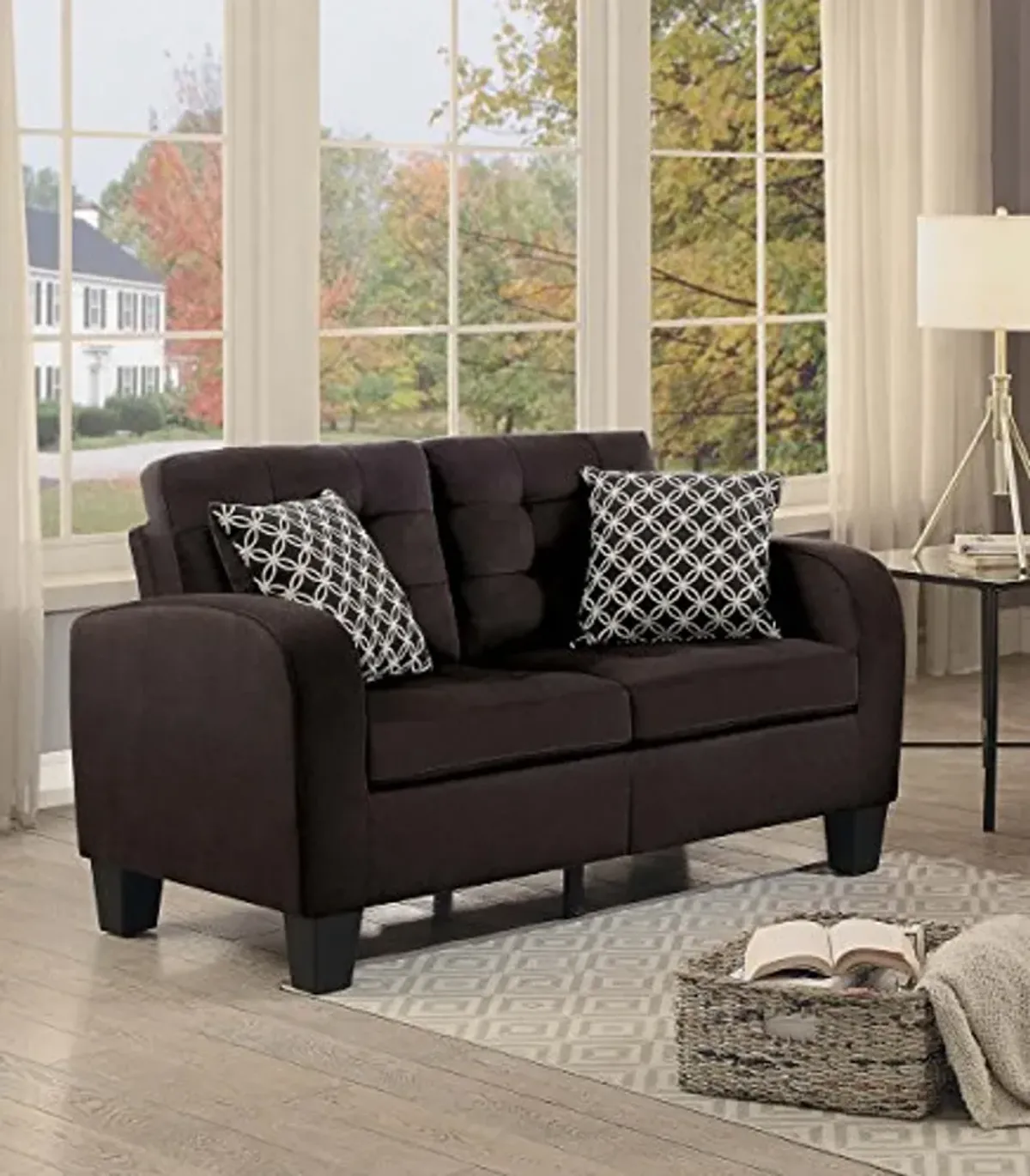 Homelegance Sinclair 57" Fabric Loveseat, Chocolate