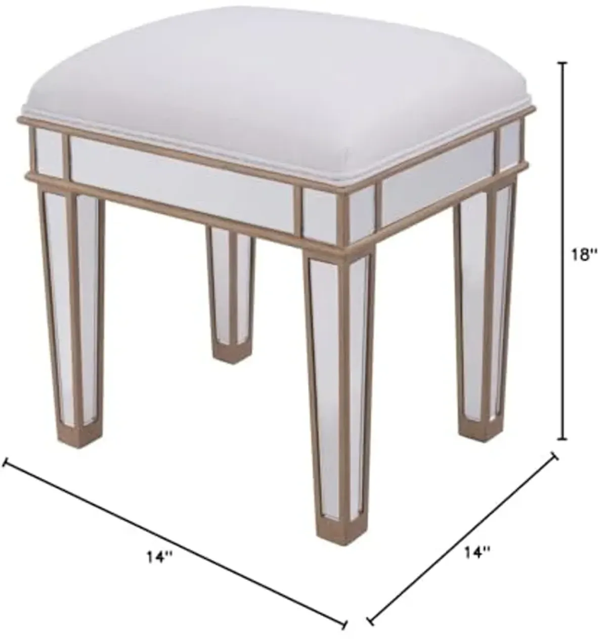 Elegant Decor Dressing Stool, 12345, Gold, Gold/