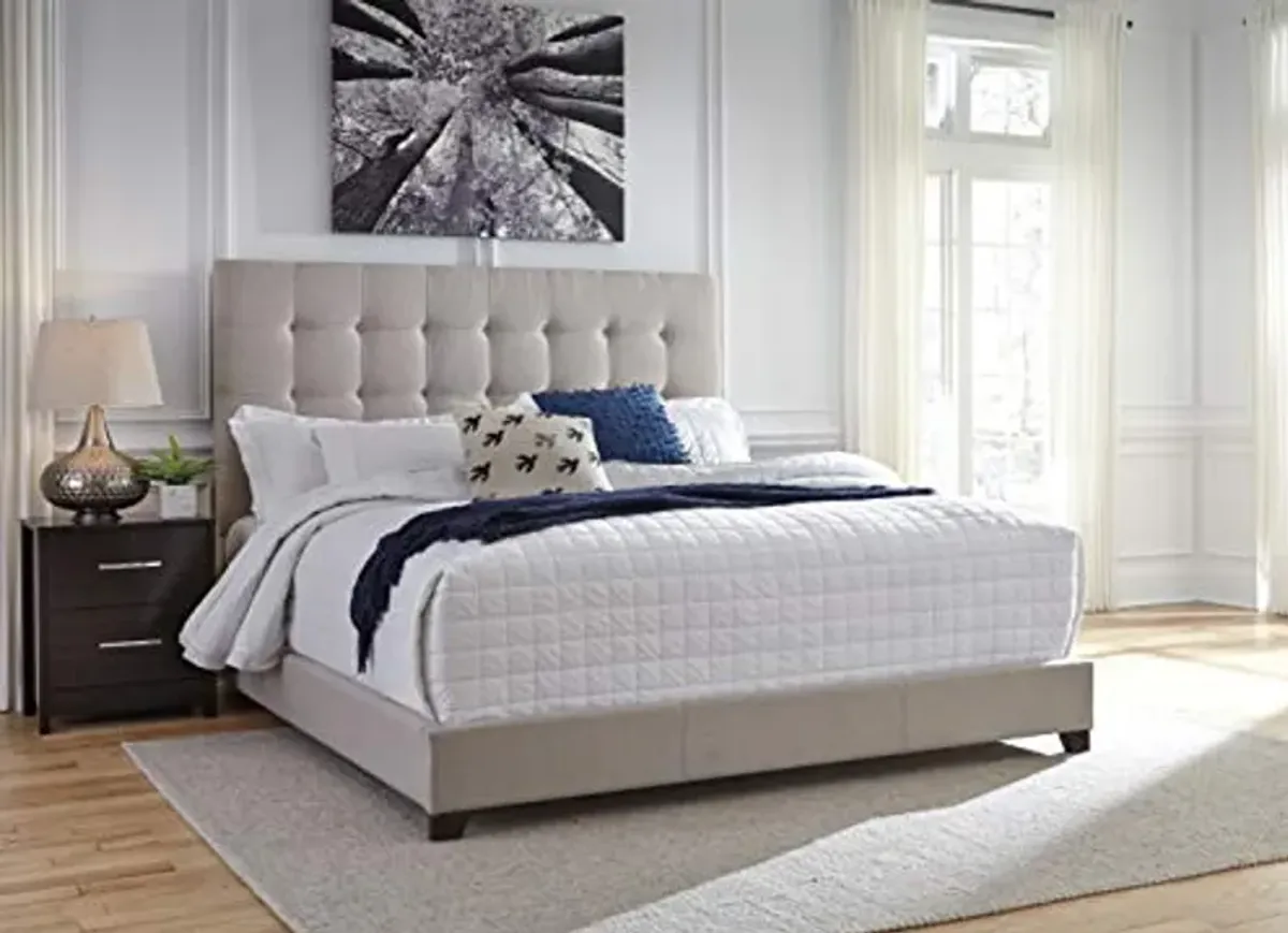 Signature Design by Ashley Dolante Modern Farmhouse Button-Tufted Upholstered Platform Bed, King, Beige