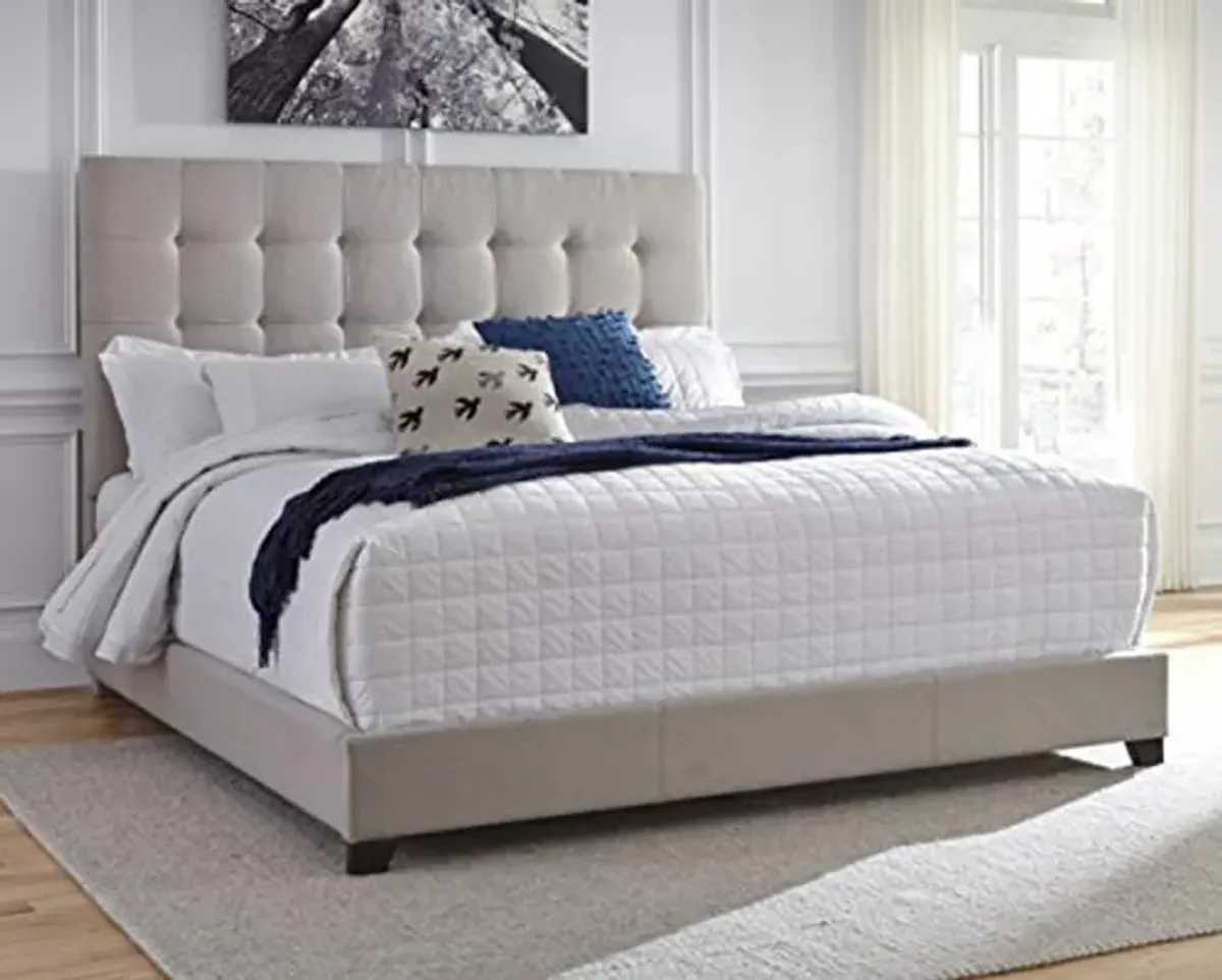 Signature Design by Ashley Dolante Modern Farmhouse Button-Tufted Upholstered Platform Bed, King, Beige