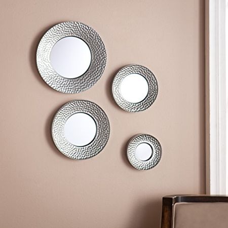SEI Furniture Silver Sphere Wall 4pc Set-Hammered Mirror