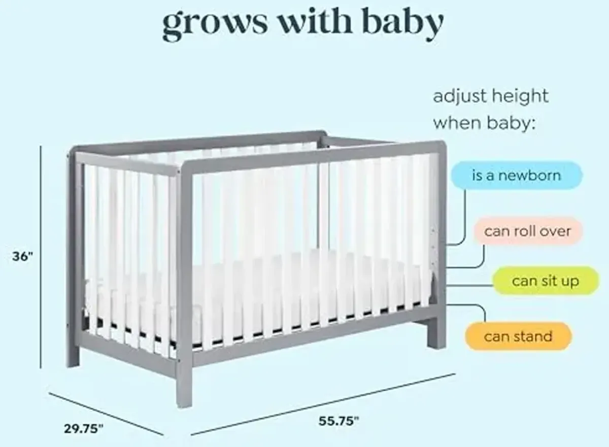 Carter's by DaVinci Colby 4-in-1 Convertible Baby Crib - GREENGUARD Gold Certified Convertible Crib to Toddler Bed, Daybed, Full-Size Wooden Bed - 4 Adjustable Mattress Heights - Grey and White
