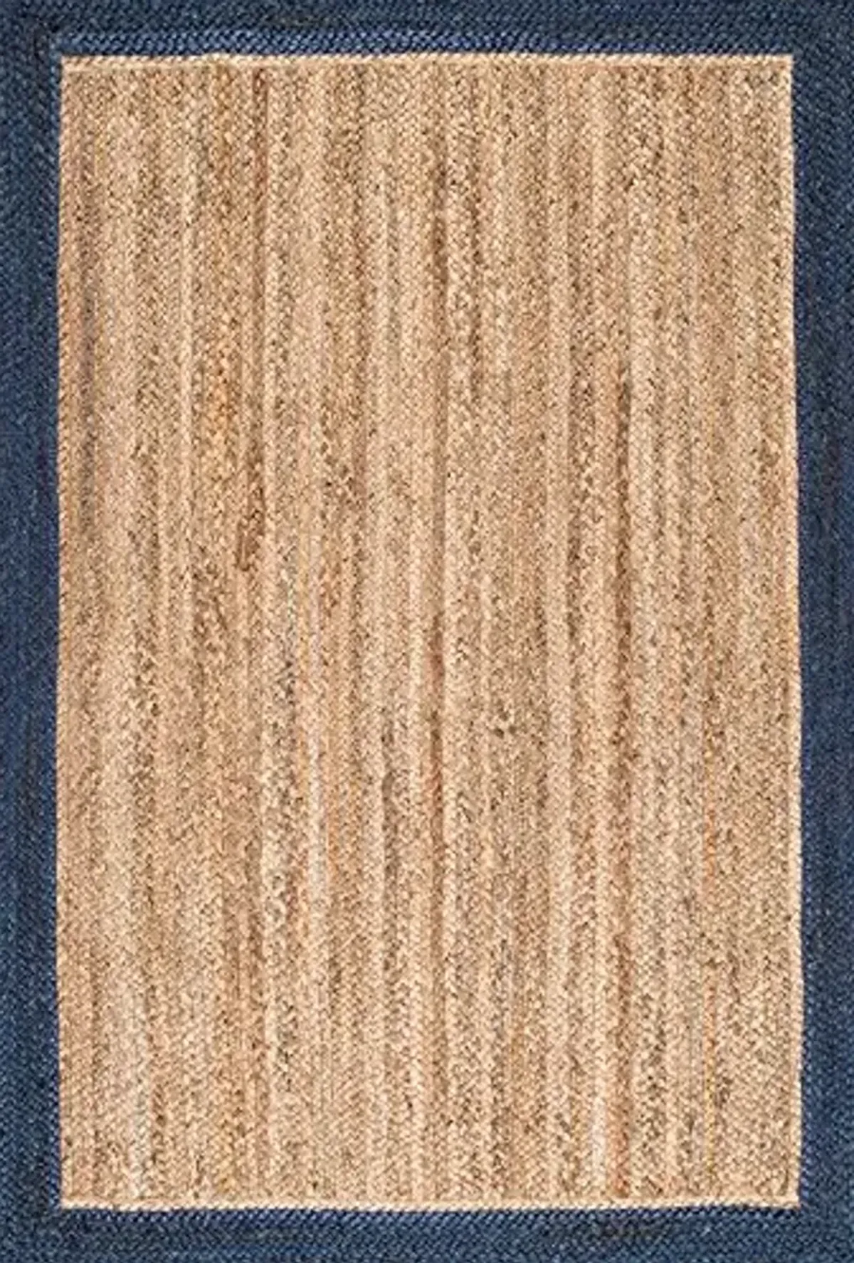 Nuloom Eleonora Dark Blue/Natural, 3' x 5', Bordered, Jute, Soft and Textured, High Traffic, Stain Resistant, Easy Clean, Durable Runner for Bedroom, Living Room, Dining Space, Foyer, Entryway