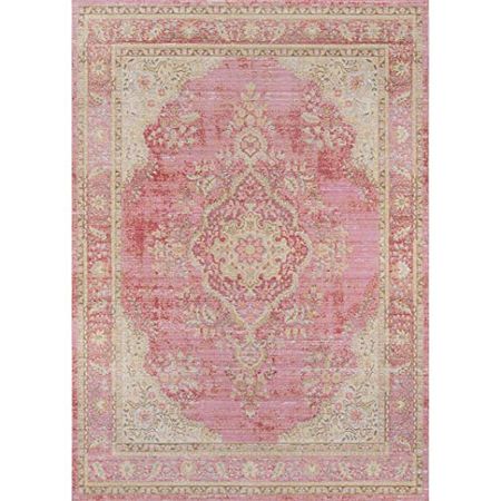 Momeni Rugs Isabella Traditional Medallion Flat Weave Area Rug, 9'3" X 11'10", Pink