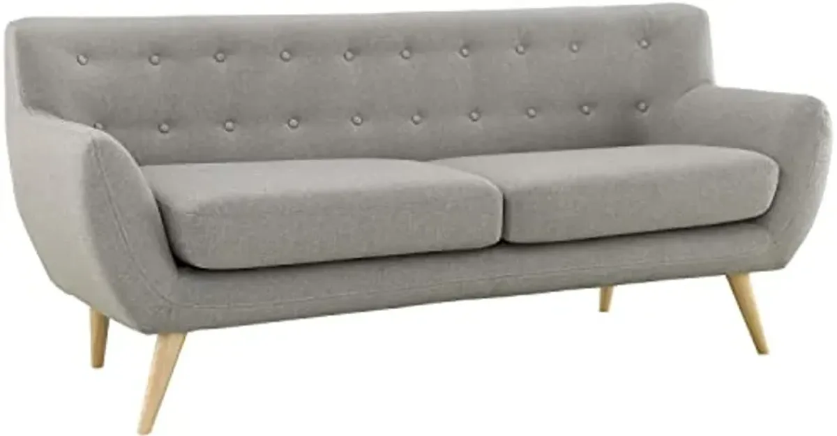 Modway Remark Mid-Century Modern Upholstered Fabric Sofa and Loveseat in Light Gray