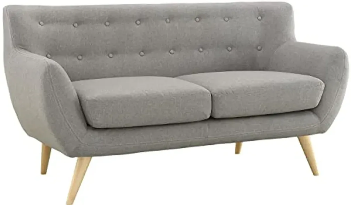 Modway Remark Mid-Century Modern Upholstered Fabric Sofa and Loveseat in Light Gray