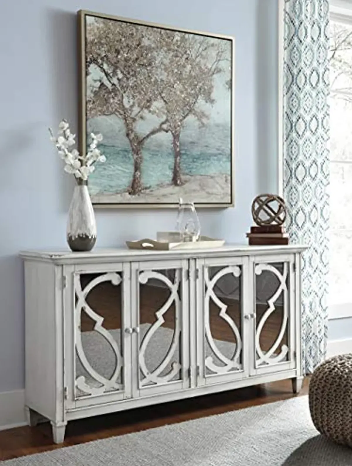 Signature Design by Ashley Mirimyn Vintage Accent Cabinet or TV Stand, Light Gray