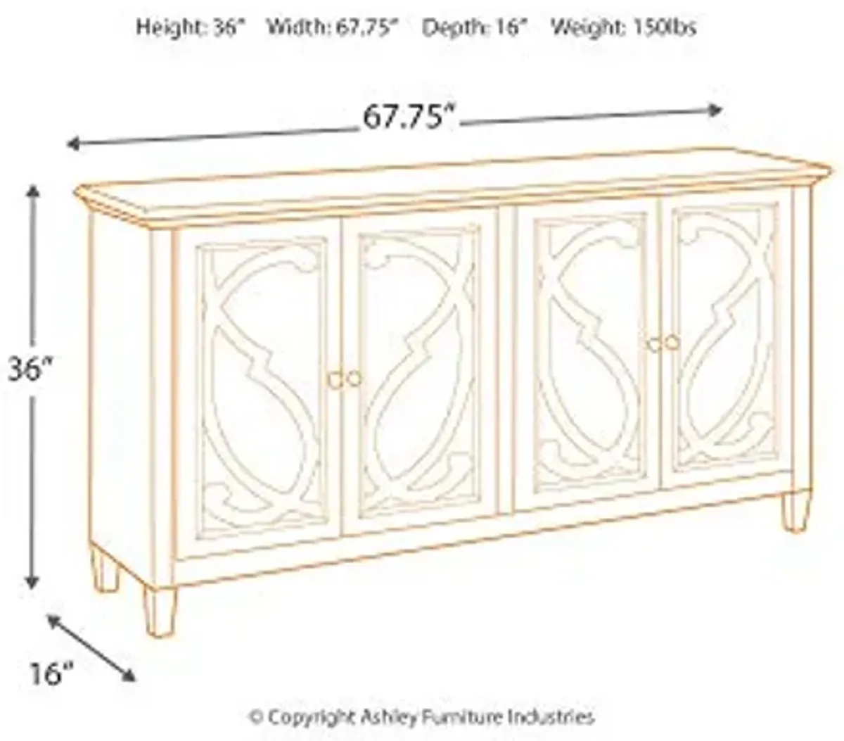 Signature Design by Ashley Mirimyn Vintage Accent Cabinet or TV Stand, Light Gray