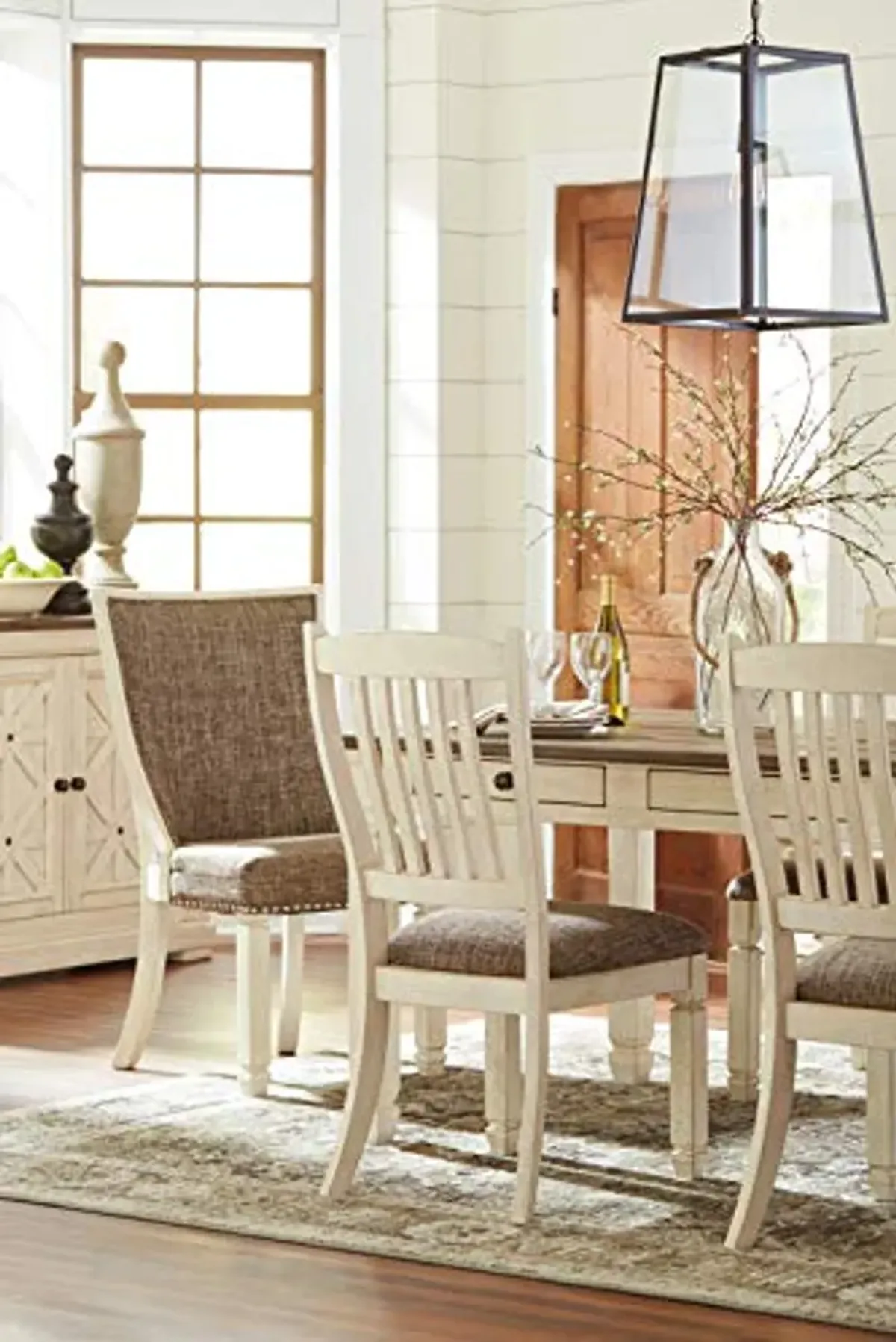 Signature Design by Ashley Bolanburg Farmhouse Dining Table with Drawers, Seats up to 6, Whitewash