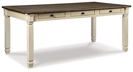 Signature Design by Ashley Bolanburg Farmhouse Dining Table with Drawers, Seats up to 6, Whitewash, 40 in x 72 in x 30.75 in