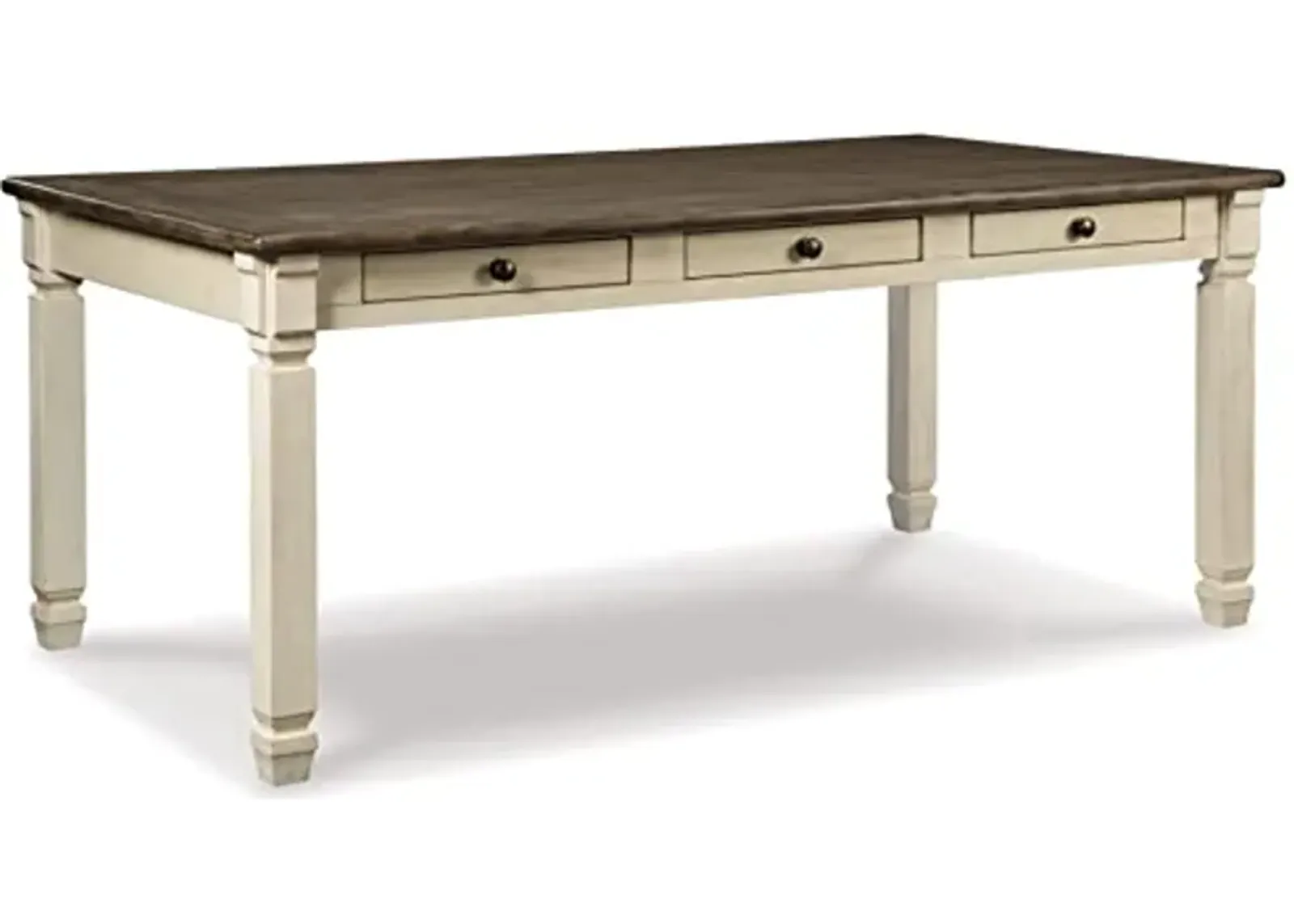 Signature Design by Ashley Bolanburg Farmhouse Dining Table with Drawers, Seats up to 6, Whitewash