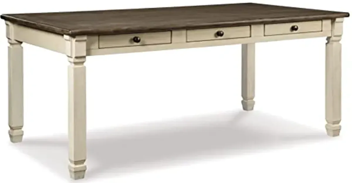 Signature Design by Ashley Bolanburg Farmhouse Dining Table with Drawers, Seats up to 6, Whitewash