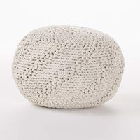 Christopher Knight Home Aria Outdoor Fabric Weave Pouf, Ivory