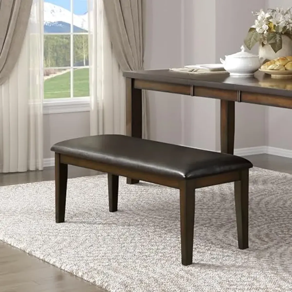 Homelegance 48" Dining Bench with Bi-Cast Vinyl Padded Seat, Cherry (5547-13)