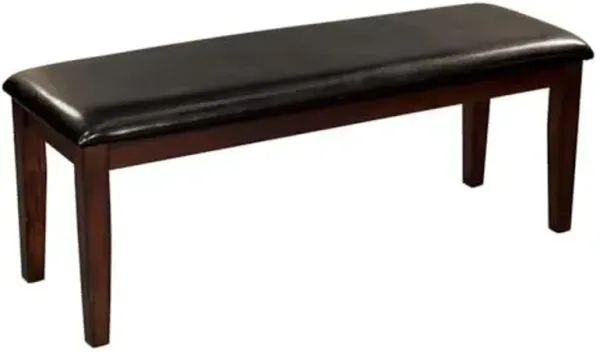 Homelegance 48 Inch Upholstered Dining Bench, Dark Brown Faux Leather Padded Seat Accent Bench with Wood Frame, Easy Assembly, for Dining Room/Kitchen/Entryway/Bedroom, Cherry
