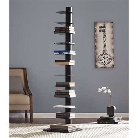 SEI Furniture 12 shelf Metal Spine Book Tower, Black
