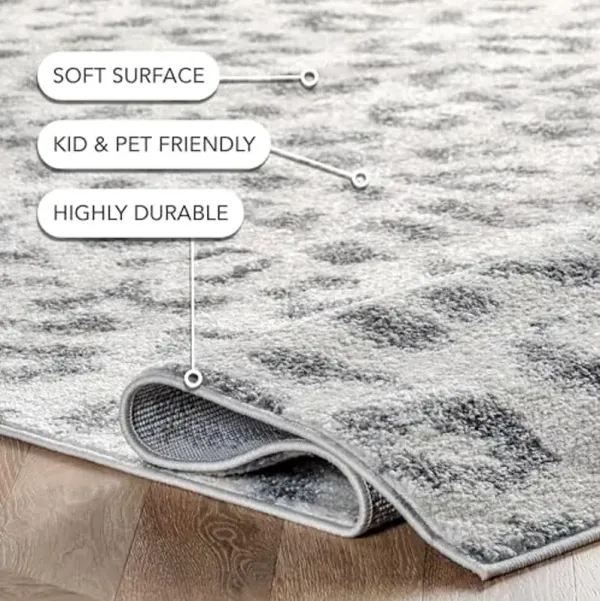 nuLOOM Print Leopard Runner Rug, 2' 8" x 8', Grey, Rectangular, 0.35" Thick