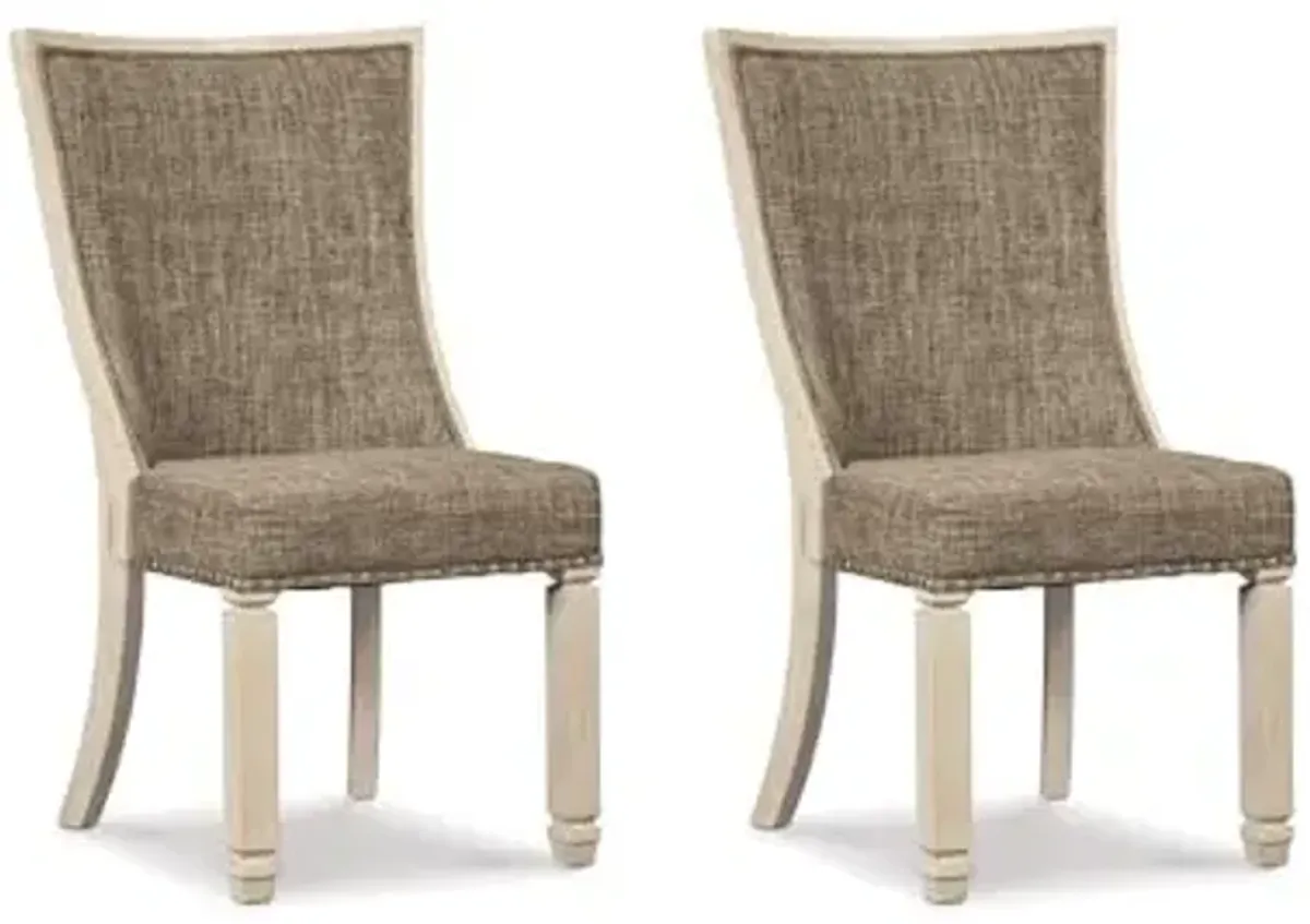 Signature Design by Ashley Bolanburg Modern Farmhouse Upholstered Dining Chair, 2 Count, Brown