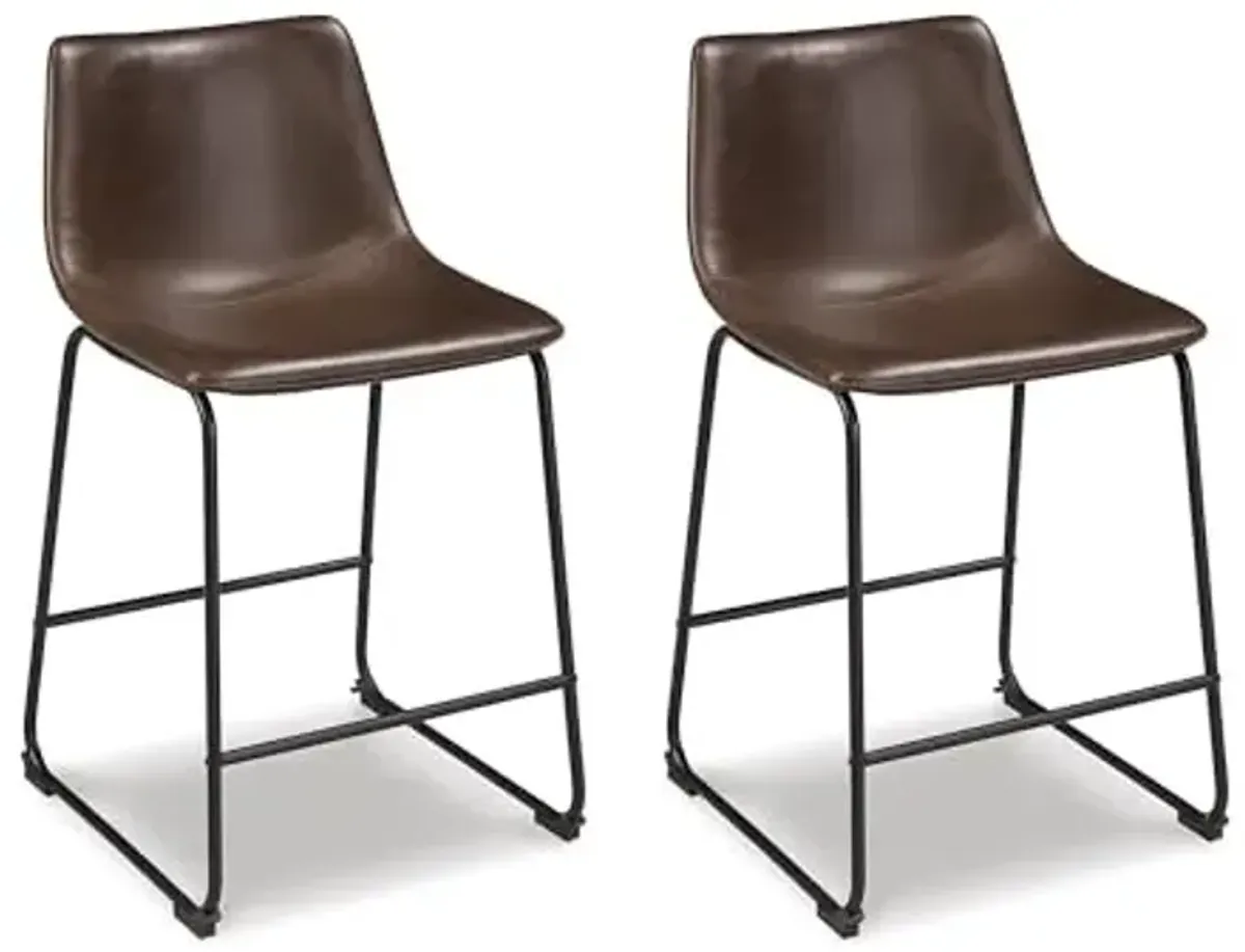Signature Design by Ashley Centiar 24" Counter Height Modern Bucket Barstool 2 Count, Brown