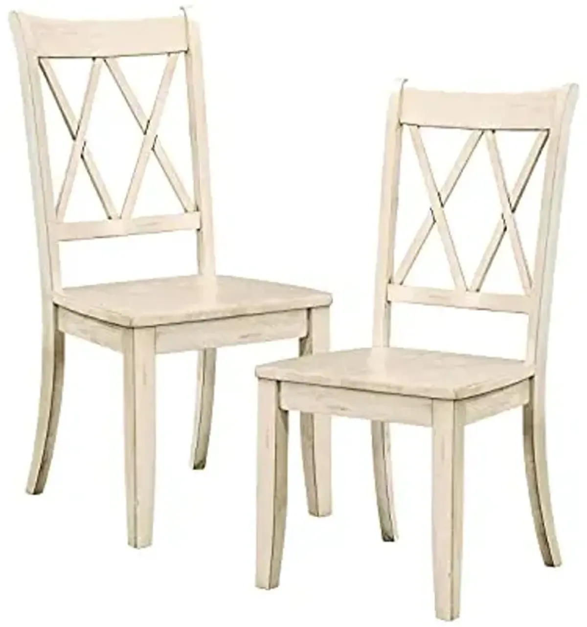 Homelegance Janina Dining Room Chairs Set of 2, Modern Farmhouse Dining Chairs Set of 2, Solid Wood, X Cross Back, Traditional Modern Ranch Style Kitchen For Table, Armless, Easy Assembly, White