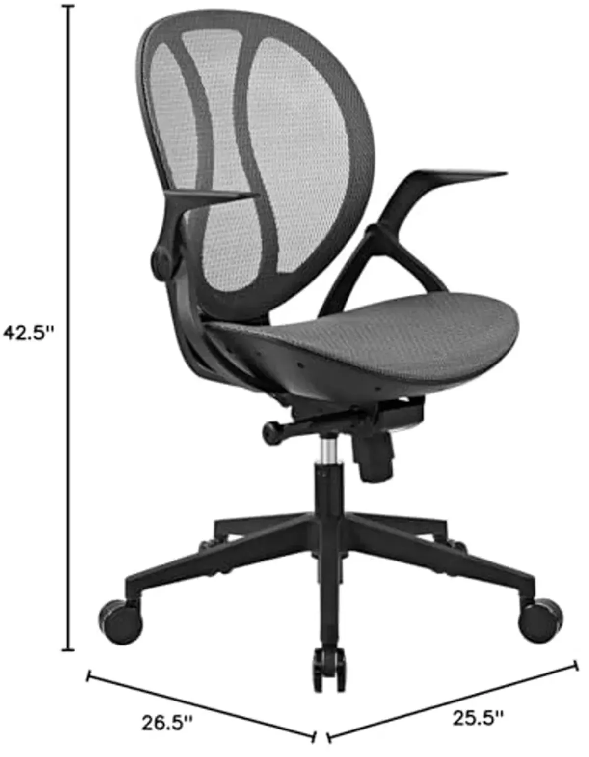 Modway Conduct Mesh Modern Office Chair With Flip-Up Arms in Gray